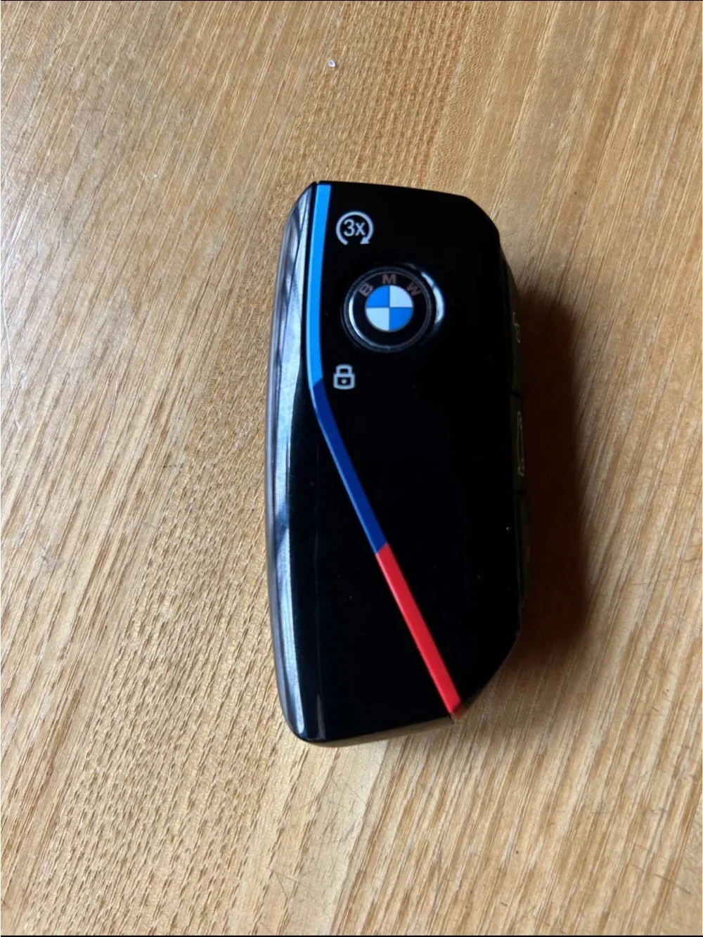 BMW Black Key Fob with Blue and Red Stripe